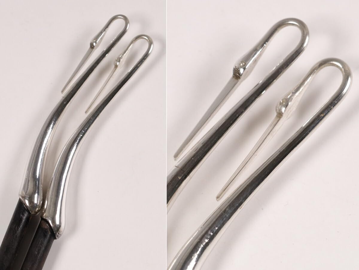 Amazon.co.jp: M669銀製金工師杉本儀助作鶴火箸鉄火箸31m共箱金属工芸