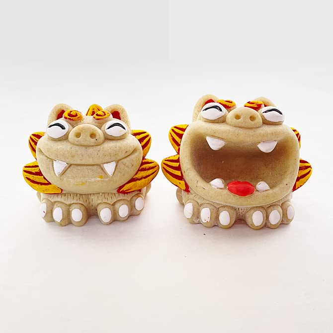 Amazon.co.jp: くば笠屋 シーサー 置物 沖縄土産 玄関 ゆがふ獅子