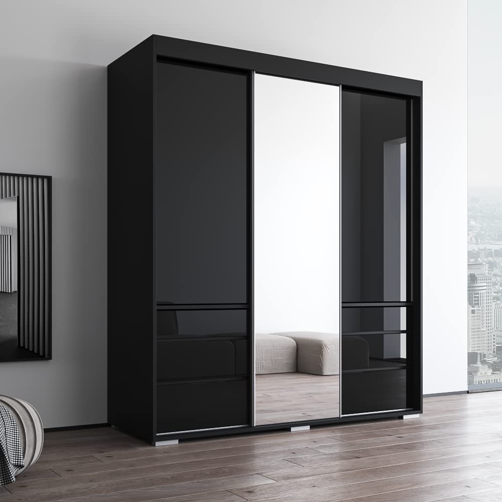 Amazon｜Meble Furniture モナコ 3Dワードローブ ミラー付き - 寝室用