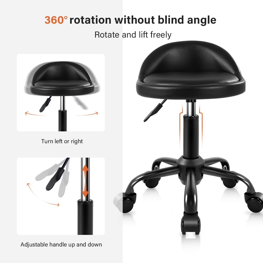 Amazon.com: KKTONER Rolling Stool with BackRest Height Adjustable