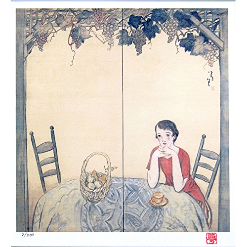 Amazon.co.jp: 竹久夢二『憩い(グリーンマット)』ジクレー 人物画 女性