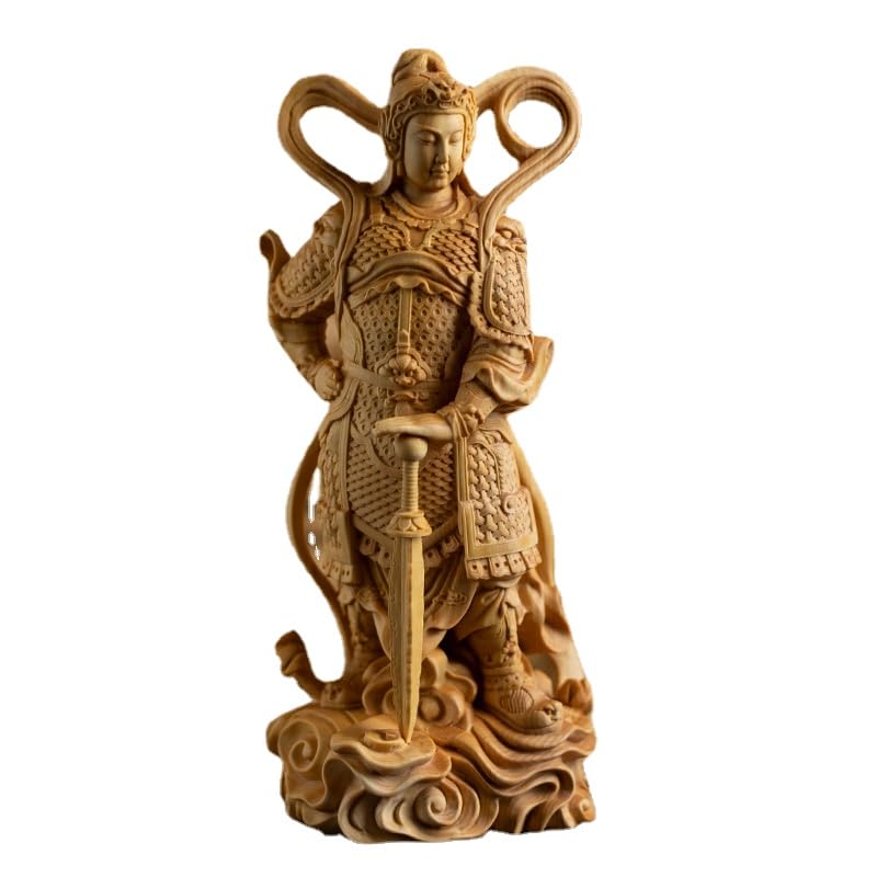 Amazon｜木彫 彫刻 ツゲ 柘植 高さ11cm 韋駄天立像 関羽立像 彫刻仏像