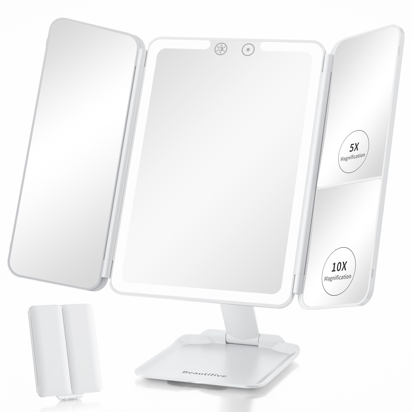 Amazon.co.jp: Beautifive LED 化粧鏡 三面鏡 卓上ミラー おしゃれ