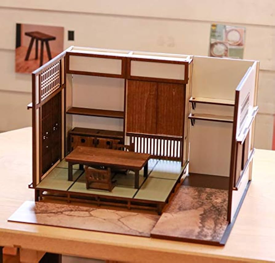 Amazon | 1/10スケール和風ドールハウス 和室と土間セット 土間白壁