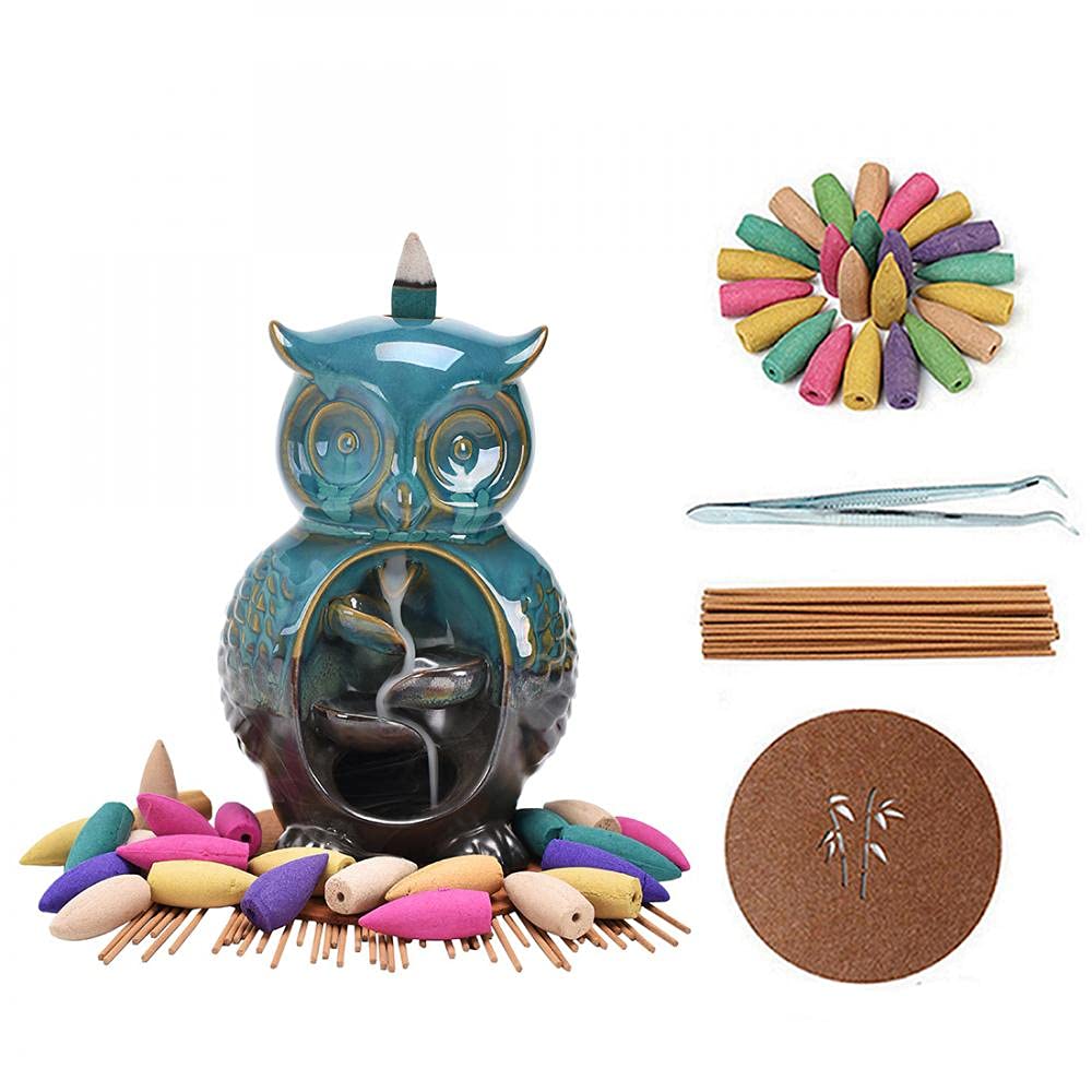 Amazon.com: Backflow Incense Burner Holder Owl Shape Waterfall