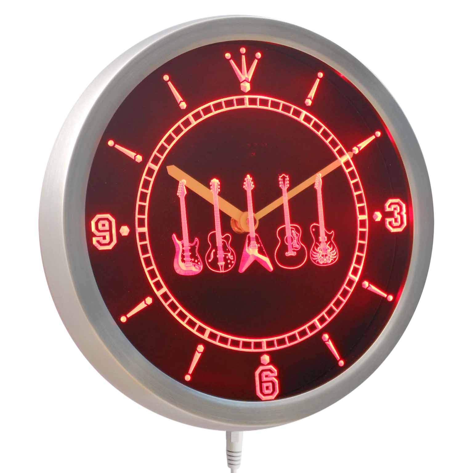 Amazon.co.jp: LEDネオンクロック 壁掛け時計 nc0150-b Guitar Weapons