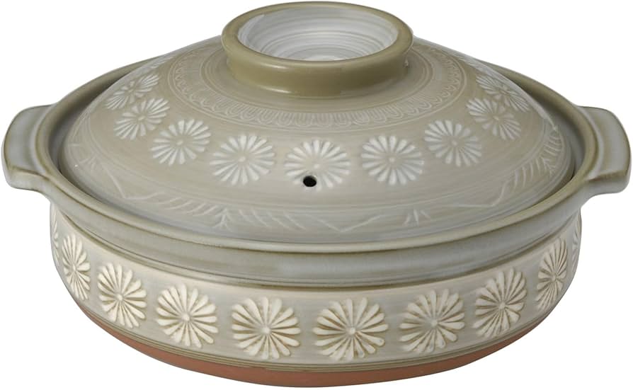 Amazon | 【正規品】 萬古焼 銀峯 土鍋 (深鍋) 9号 3-4人用 花三島 直