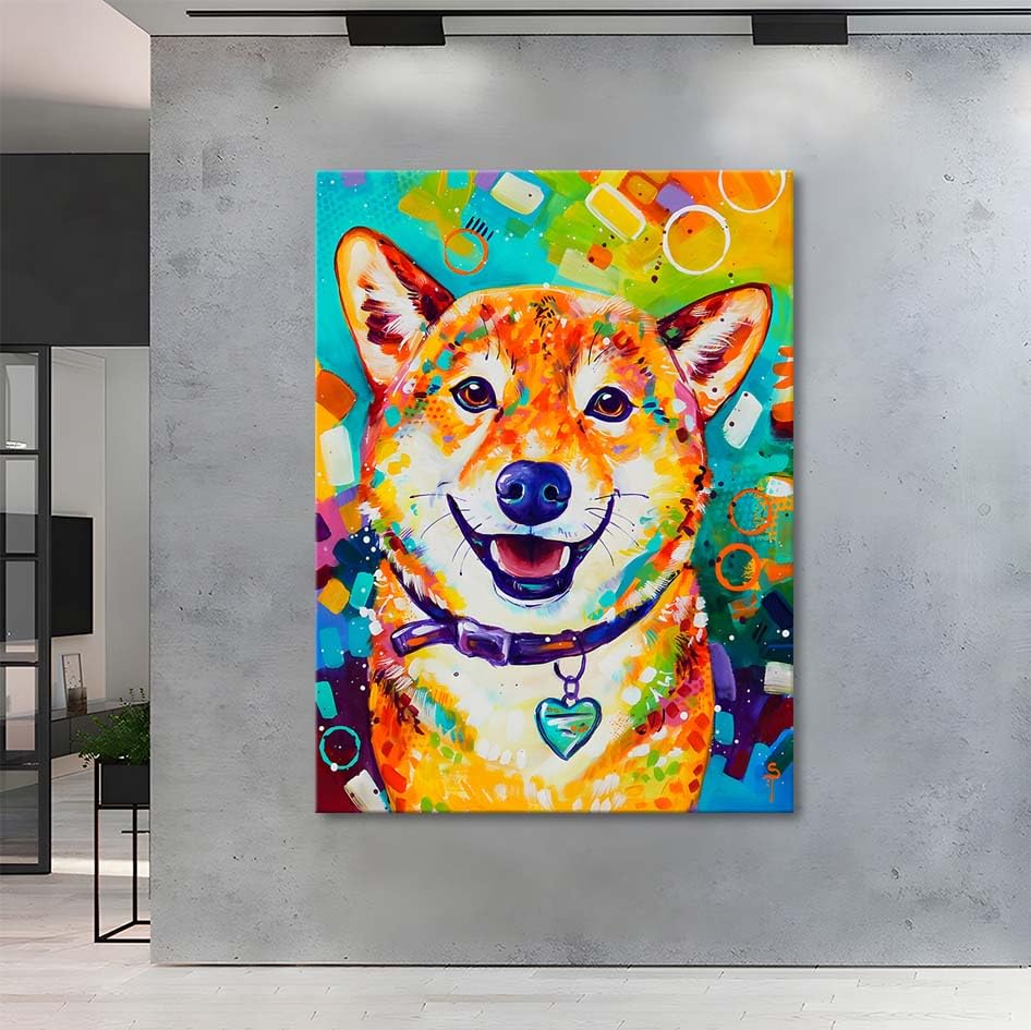 Amazon.co.jp: アートパネル 犬 柴犬 動物 W30cm H40cm アートフレーム