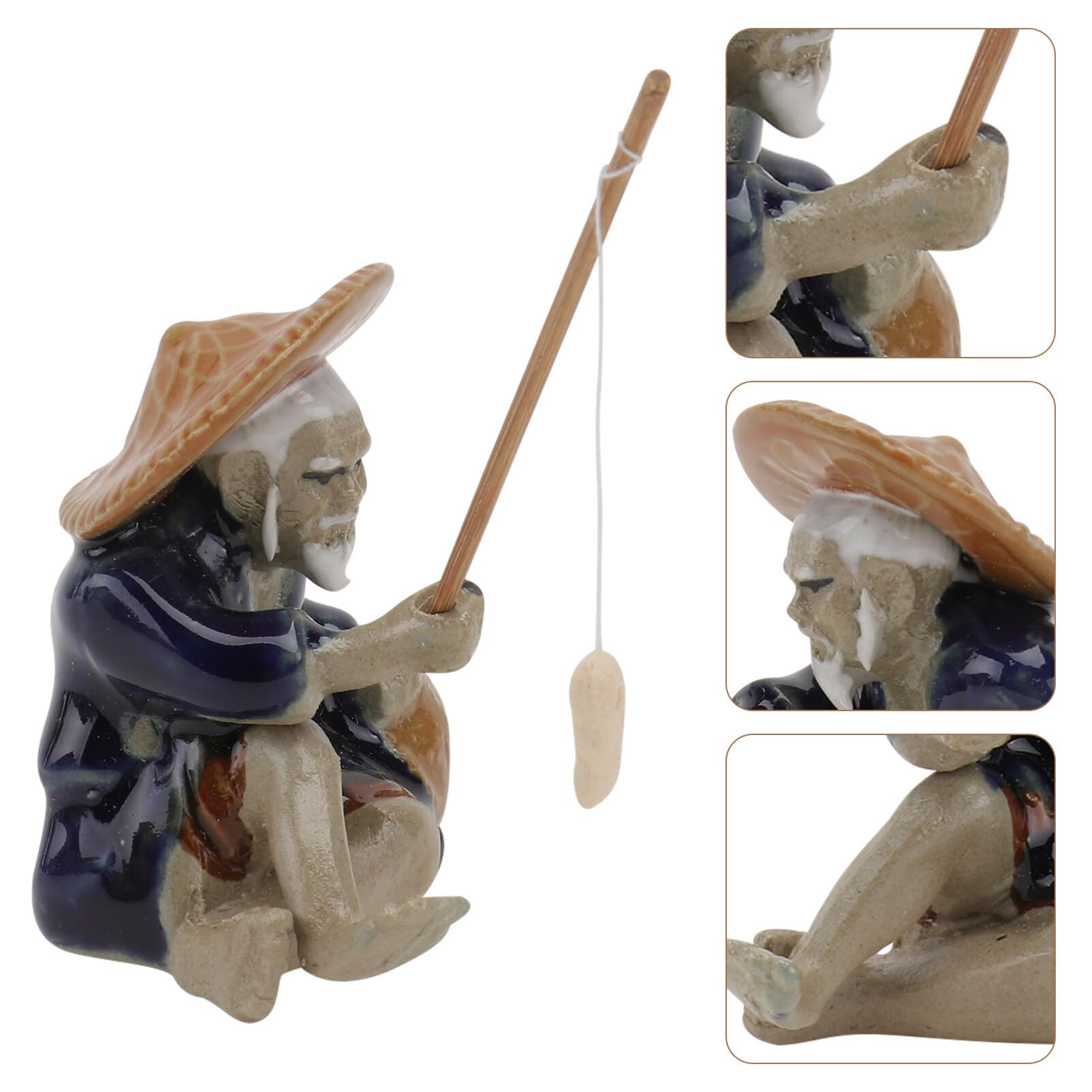 極上古美術品 マンモス 置物 漁翁 魚釣りの老人 極上古美術品 マンモス