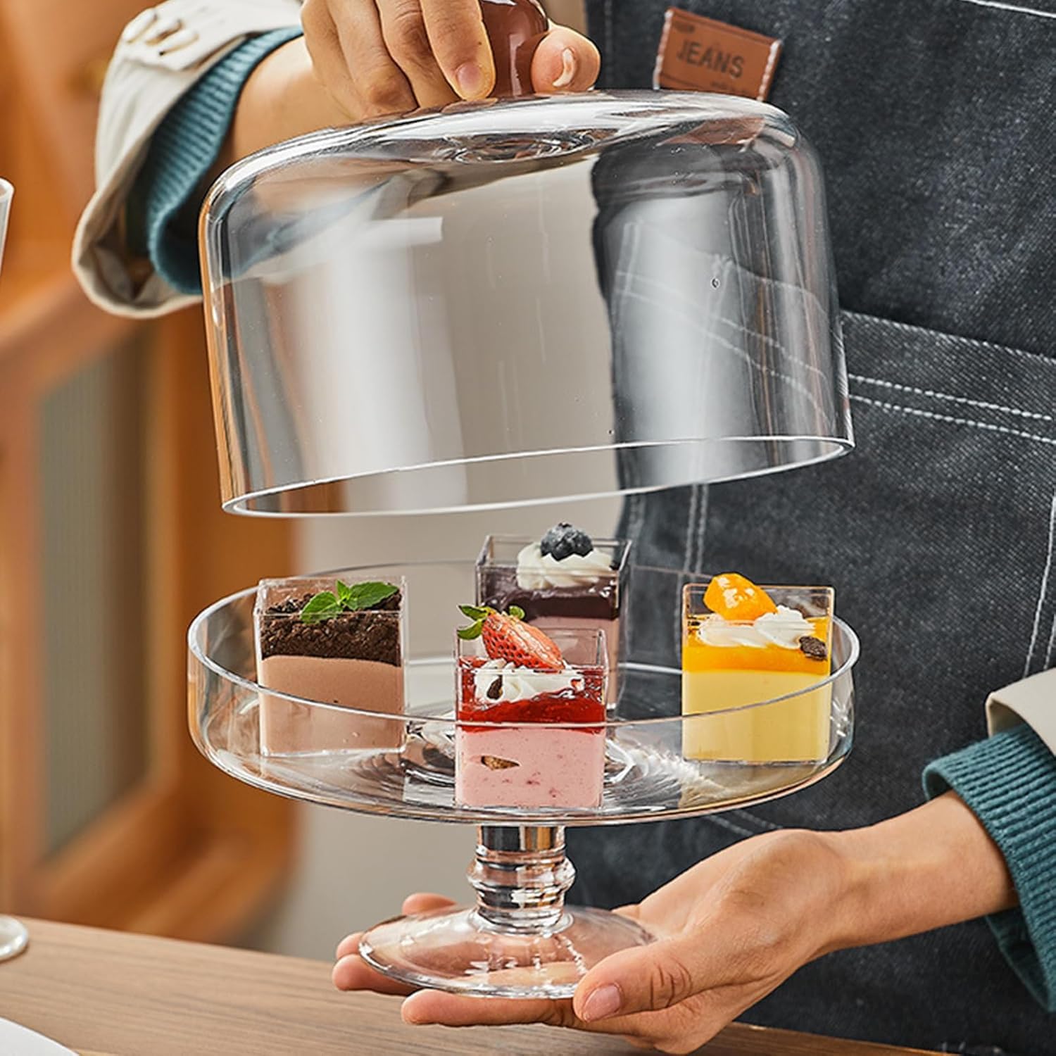 Amazon｜ケーキドーム 高脚ガラスケーキドーム ヨーロッパのケーキ