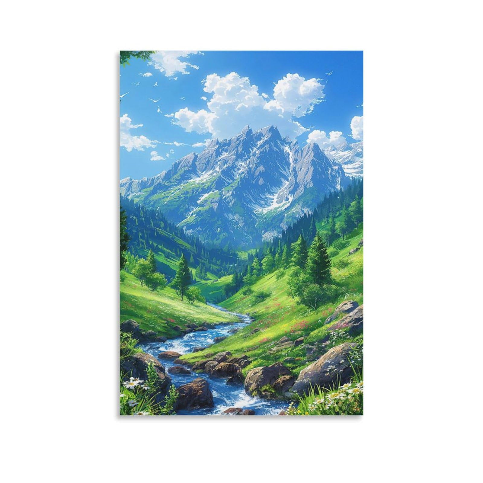 Amazon.co.jp: ポスター 山 自然 風水 絵 山の絵 緑の絵 玄関 開運