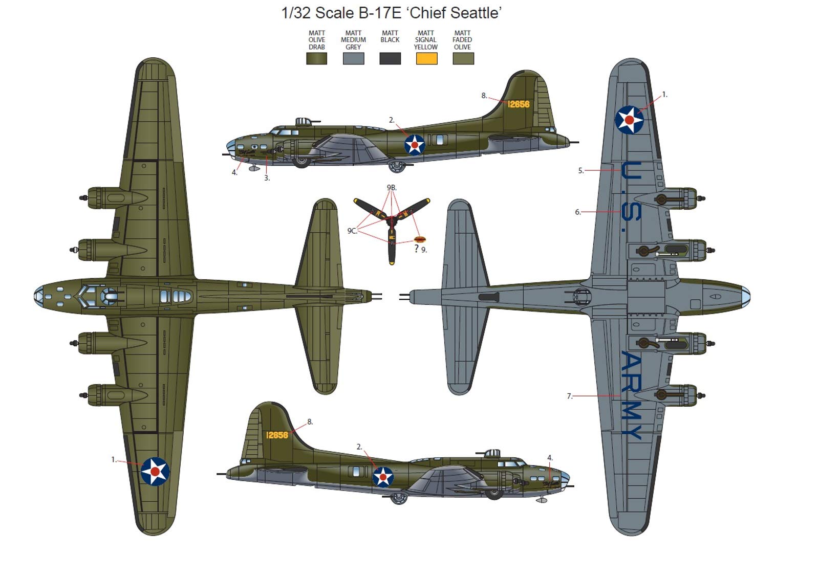 Amazon.com: HK Model 1/32 B-17E/F Flying Fortress Plastic Model