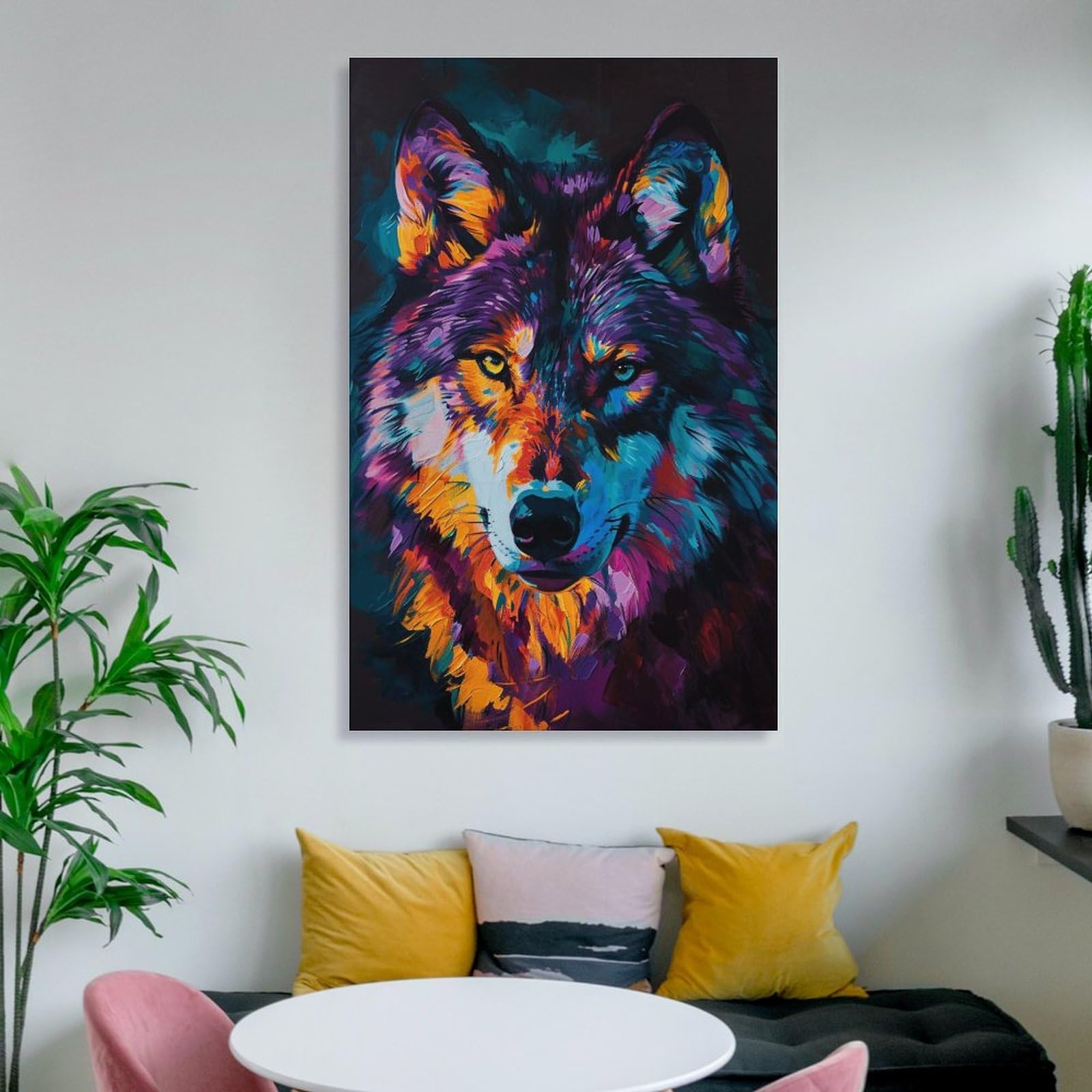 Amazon.co.jp: 絵画 オオカミの視線インテリア 絵画 動物写真撮影 超