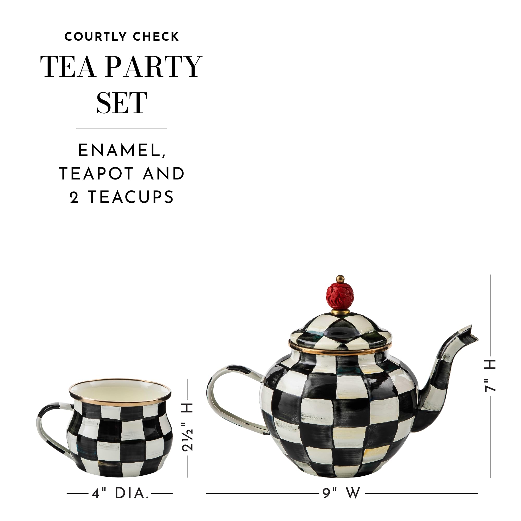 Amazon.com | MACKENZIE-CHILDS Enamel Tea Party Set, Unique Teapot
