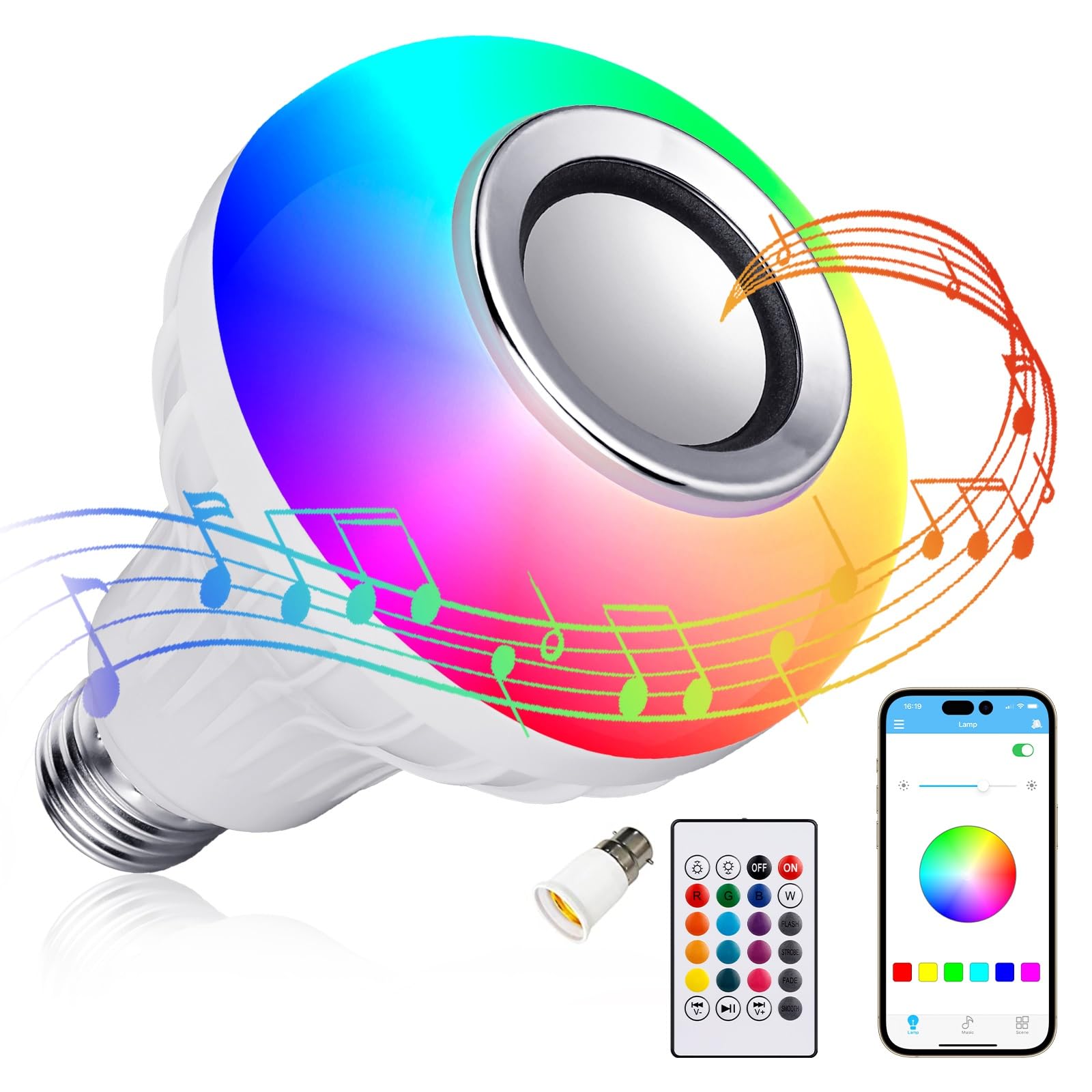 JETENCN Lighting LED+ Color Changing Speaker LED Light Bulb with