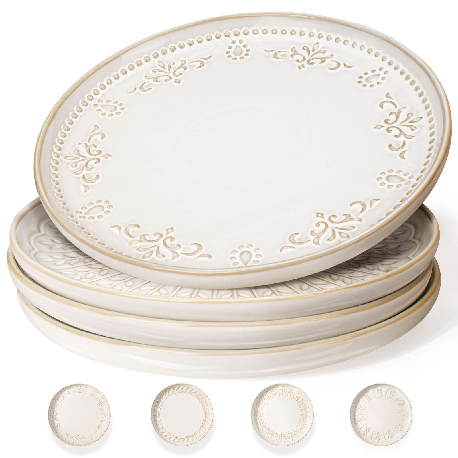 Amazon.com | Artena Large Ceramic Dinner Plates Set Of 4, 10.75