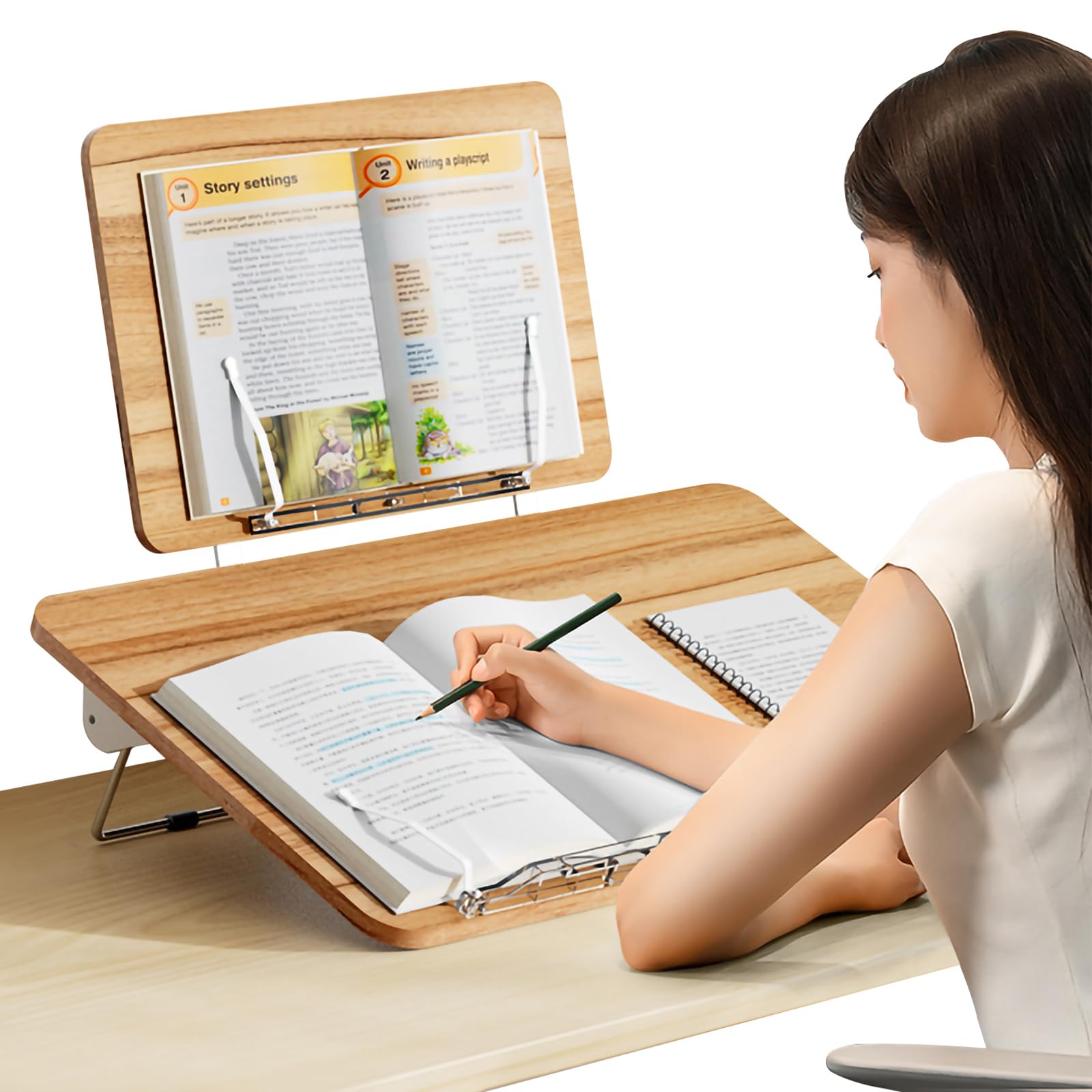 Amazon | 傾斜台 勉強 卓上 大型 ランプ付き 二重 書見台 木製 ブック