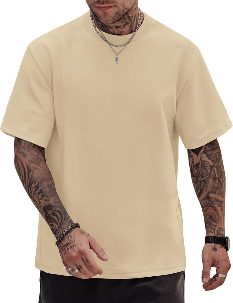 Herberton Men Oversize Tshirt Thick Tee-Shirt Heavyweight Plain