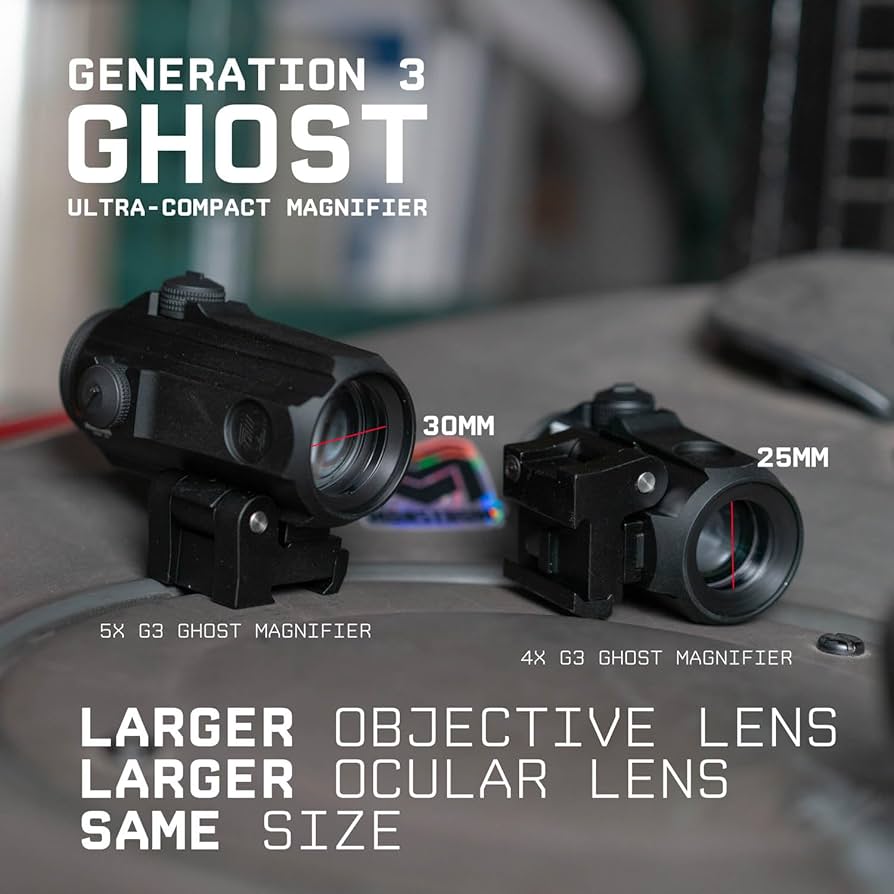 Monstrum Ghost G3 5X Magnifier with Flip-to-Side Mount, Gun Parts