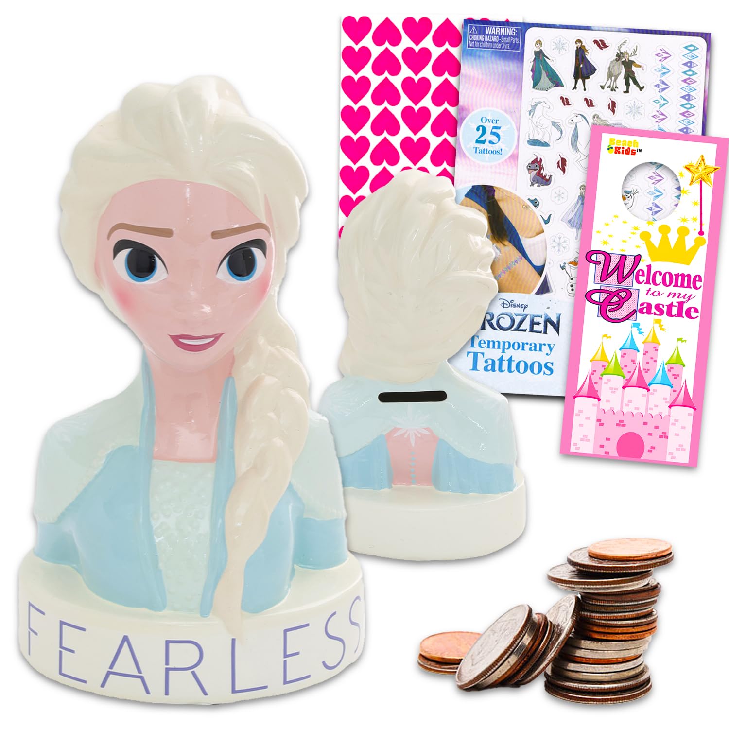 Amazon.co.jp: 子供用 アナと雪の女王 貯金箱 セット - セラミック