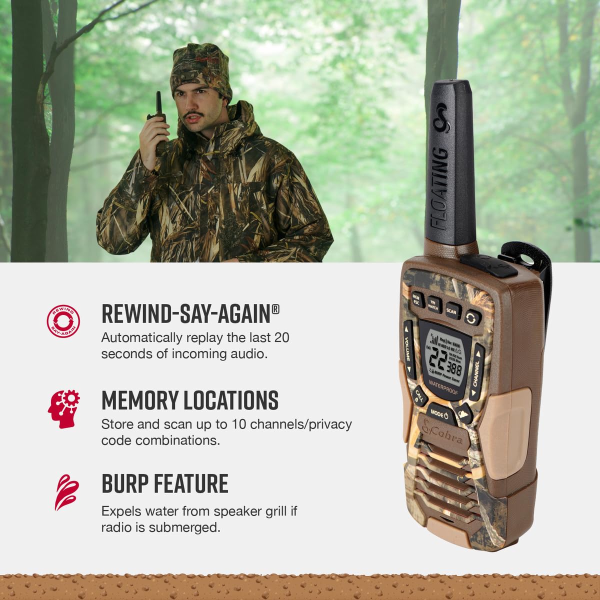 Amazon.com: Cobra ACXT1035R FLT CAMO Waterproof Walkie Talkies