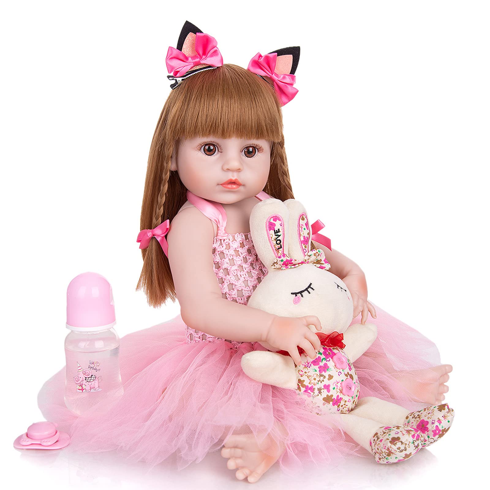 Amazon.co.jp: 48CMリボーンドール可愛いお姫様ピンクのドレスで女の子
