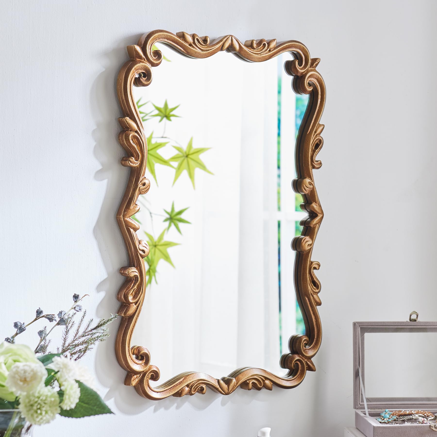 Amazon.com: LOVNAHO Vintage Gold Mirror for Bathroom,Wood