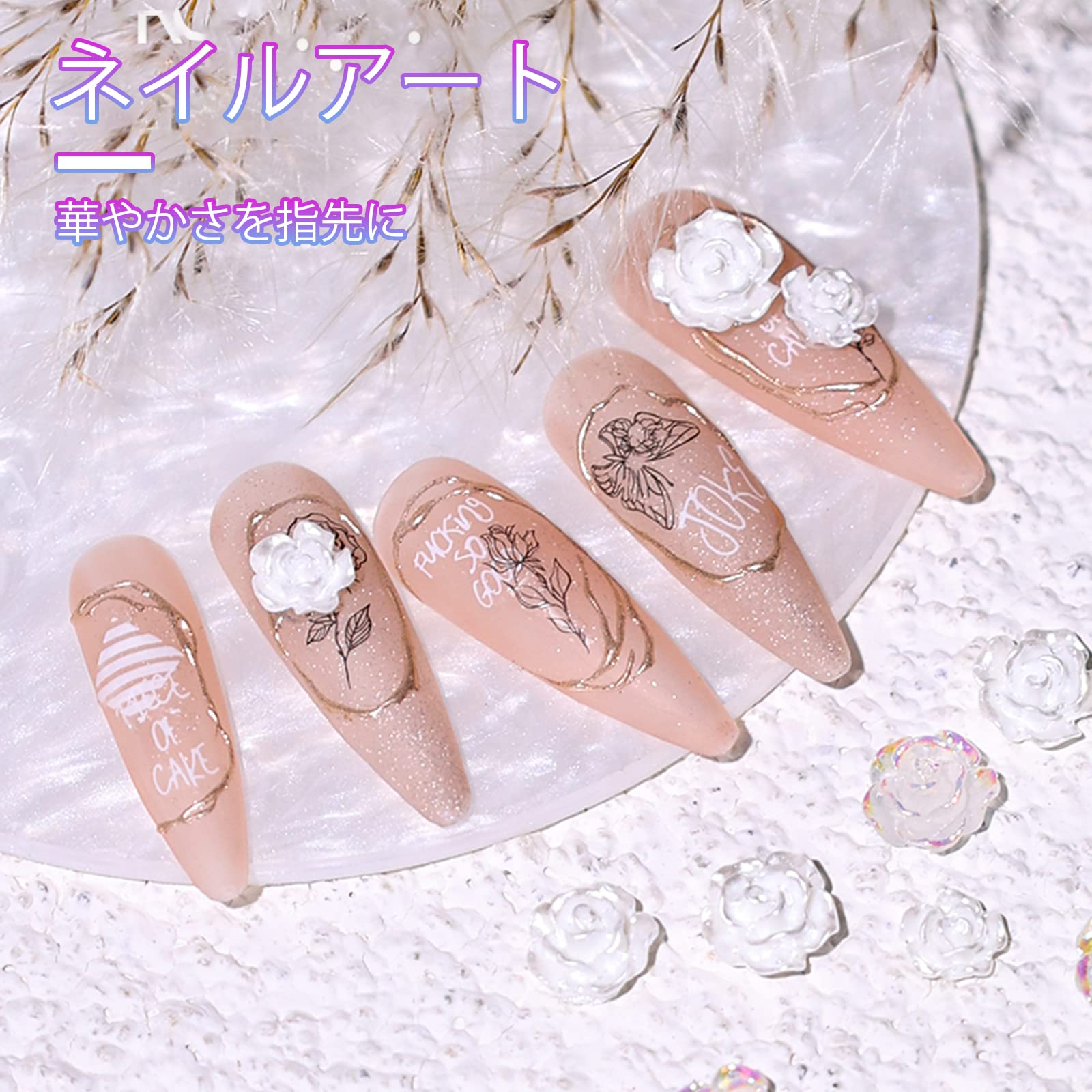 Amazon.co.jp: TUUWAI ネイルデコパーツ 椿の形 立体 3D ネイルパーツ