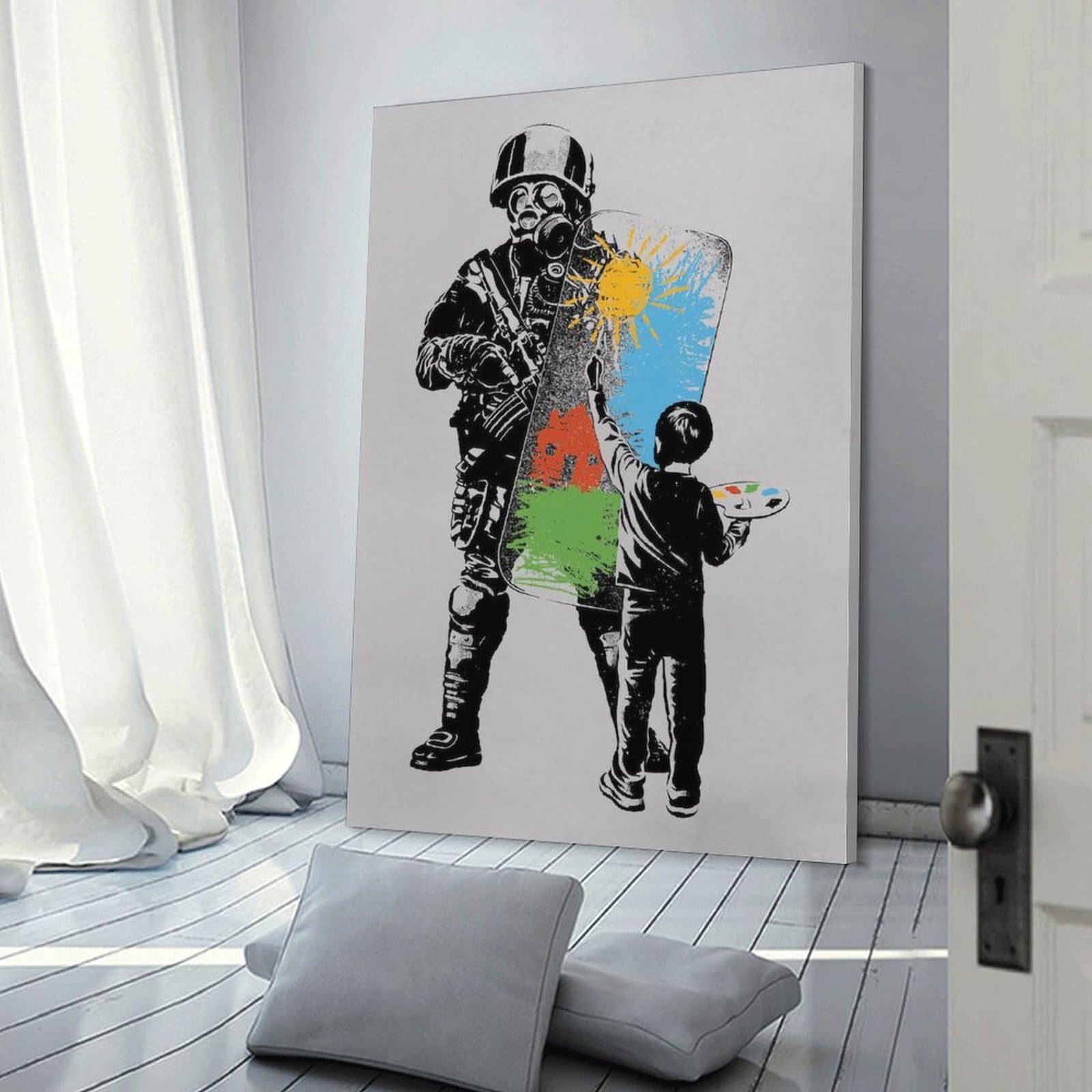 Amazon.co.jp: アートパネル 背景絵画 Banksy バンクシー ストリート