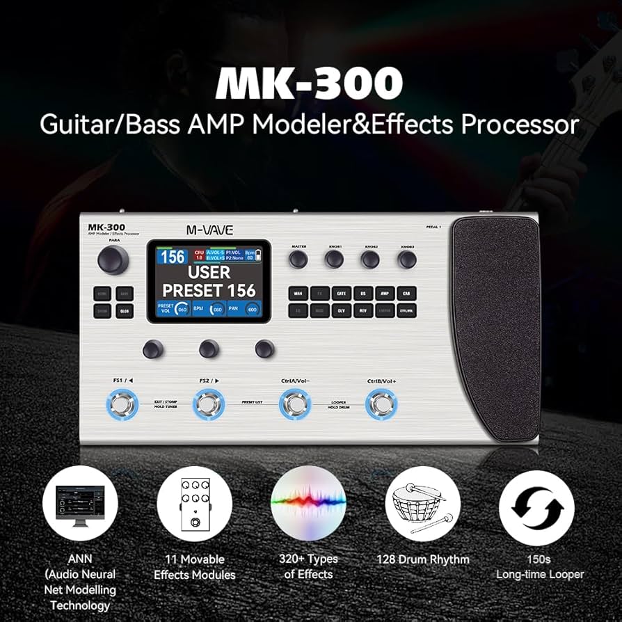 Amazon.co.jp: M-VAVE MK-300 ギターマルチエフェクトプロセッサー