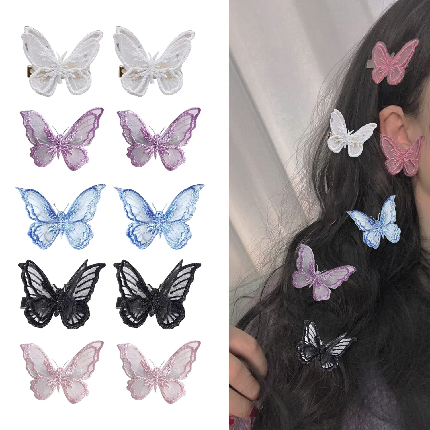 Amazon | Doyeemei 蝶 ヘアクリップ ヘアピン （10個セット）ヘア