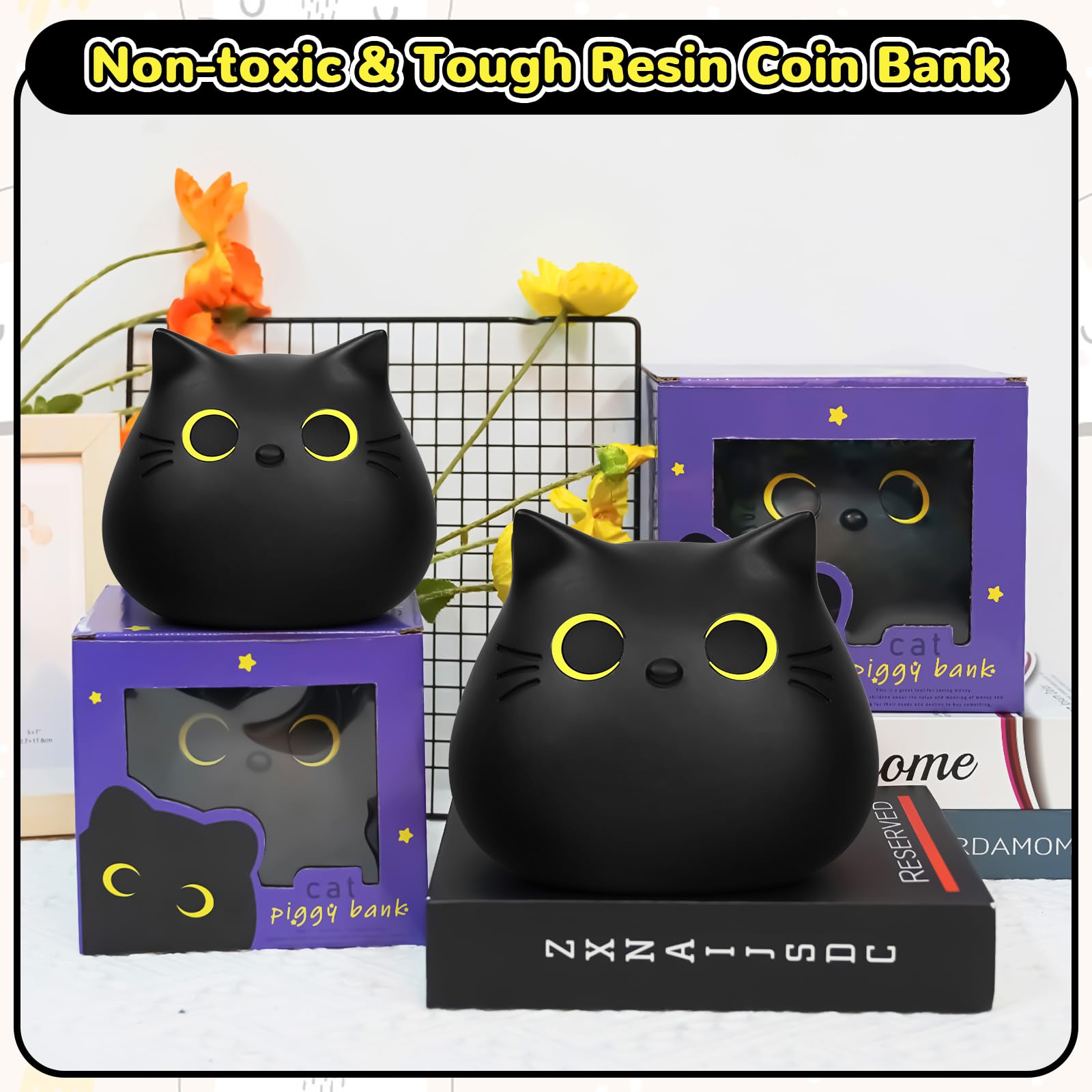 Amazon.co.jp: JIZWPOOM 貯金箱 黒猫 貯金箱 子供用 黒猫 貯金箱 貯金
