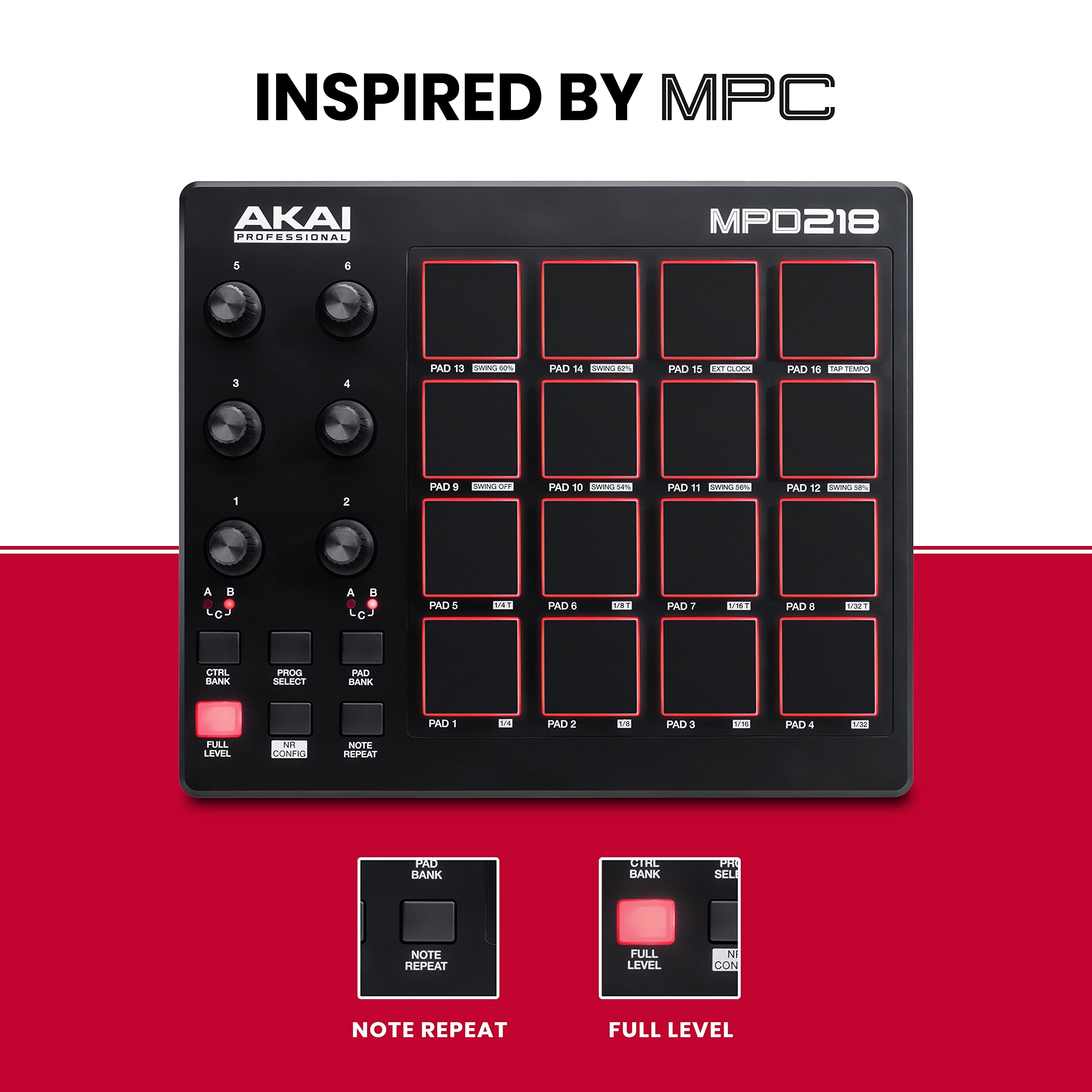 Amazon.com: Akai Professional MPD218 - USB MIDI Controller with 16