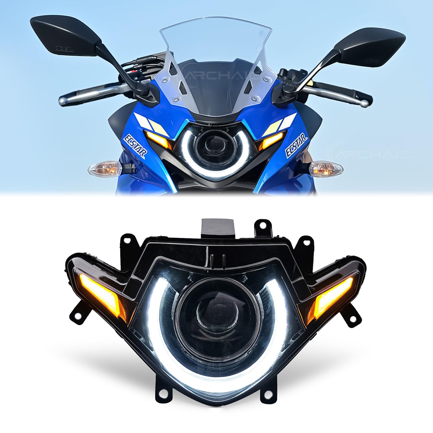 Amazon | Archaic GSX-250R GSX250R 専用 ヘッドライト 2017-現行 全