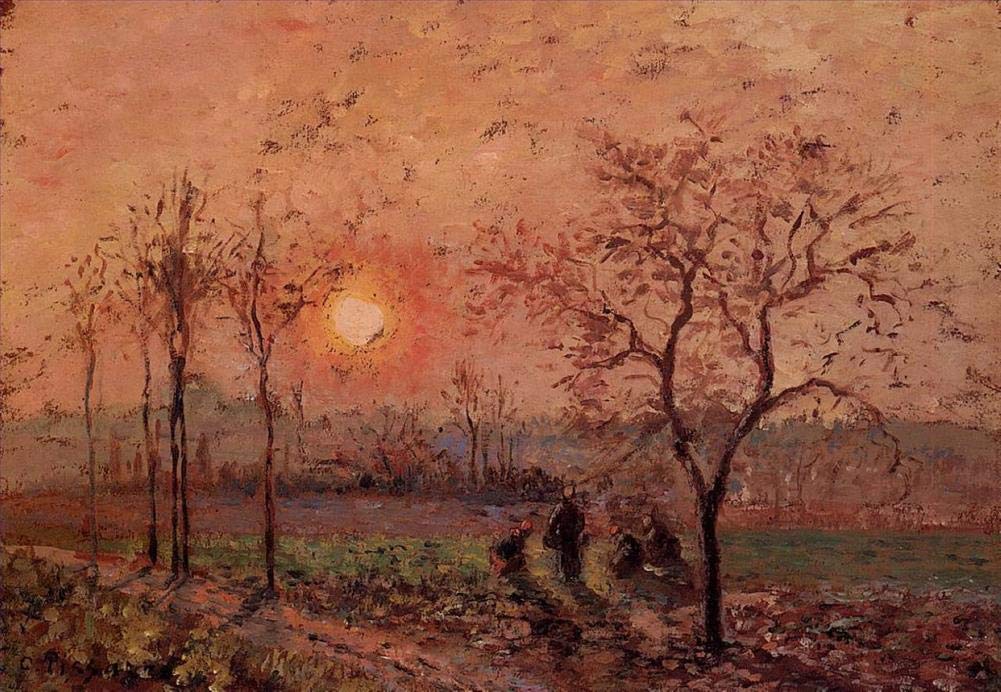 Amazon.co.jp: 18 枚の絵画 日没 1872 カミーユ ピサロ 風景