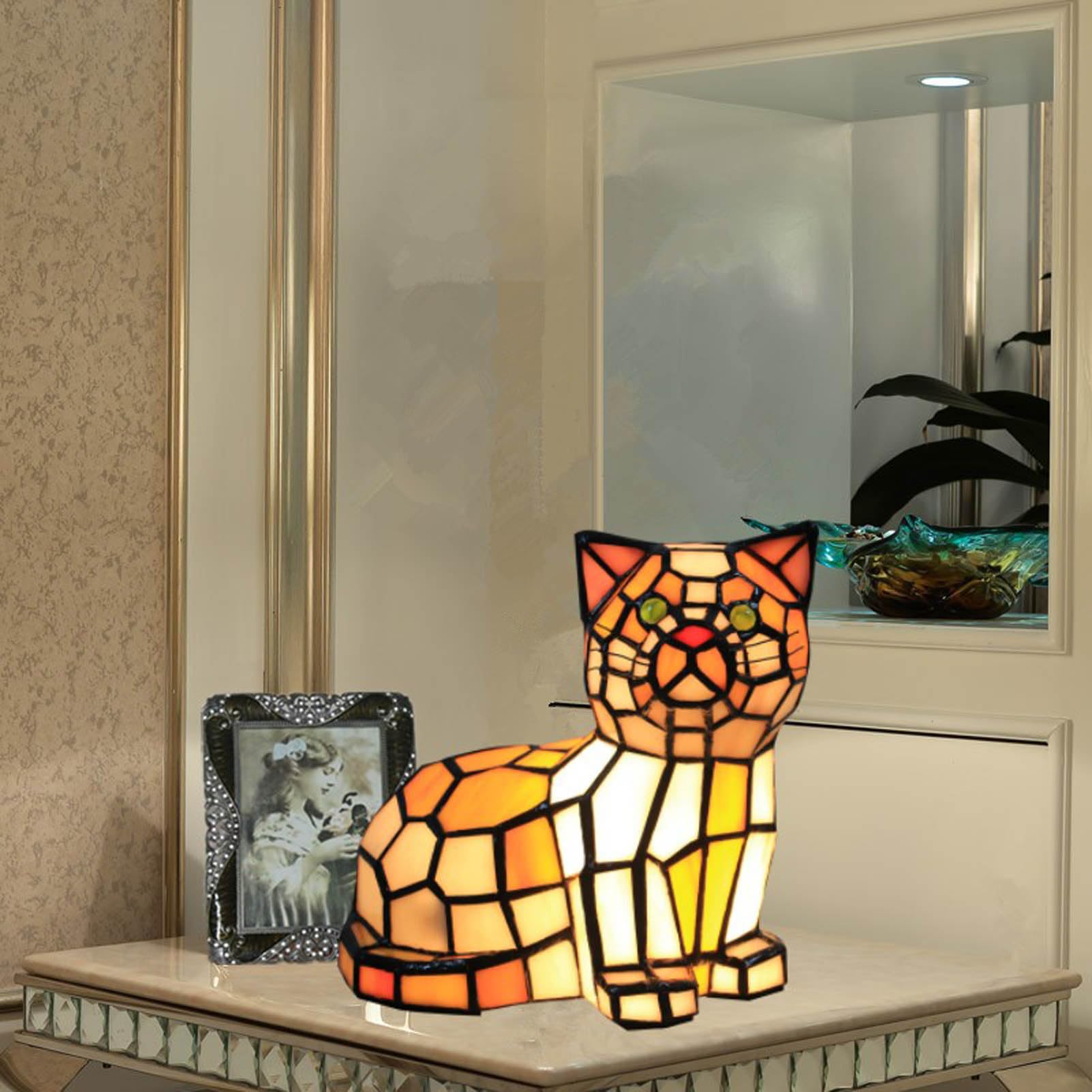 Amazon.co.jp : ティファニースタイルの猫のランプ テーブルランプ