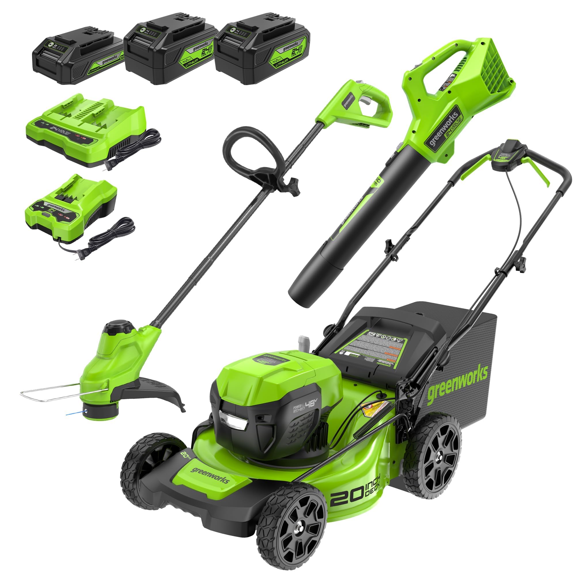 Amazon.com : Greenworks 48V (2x24V) Electric Lawn Mower Combo Kit