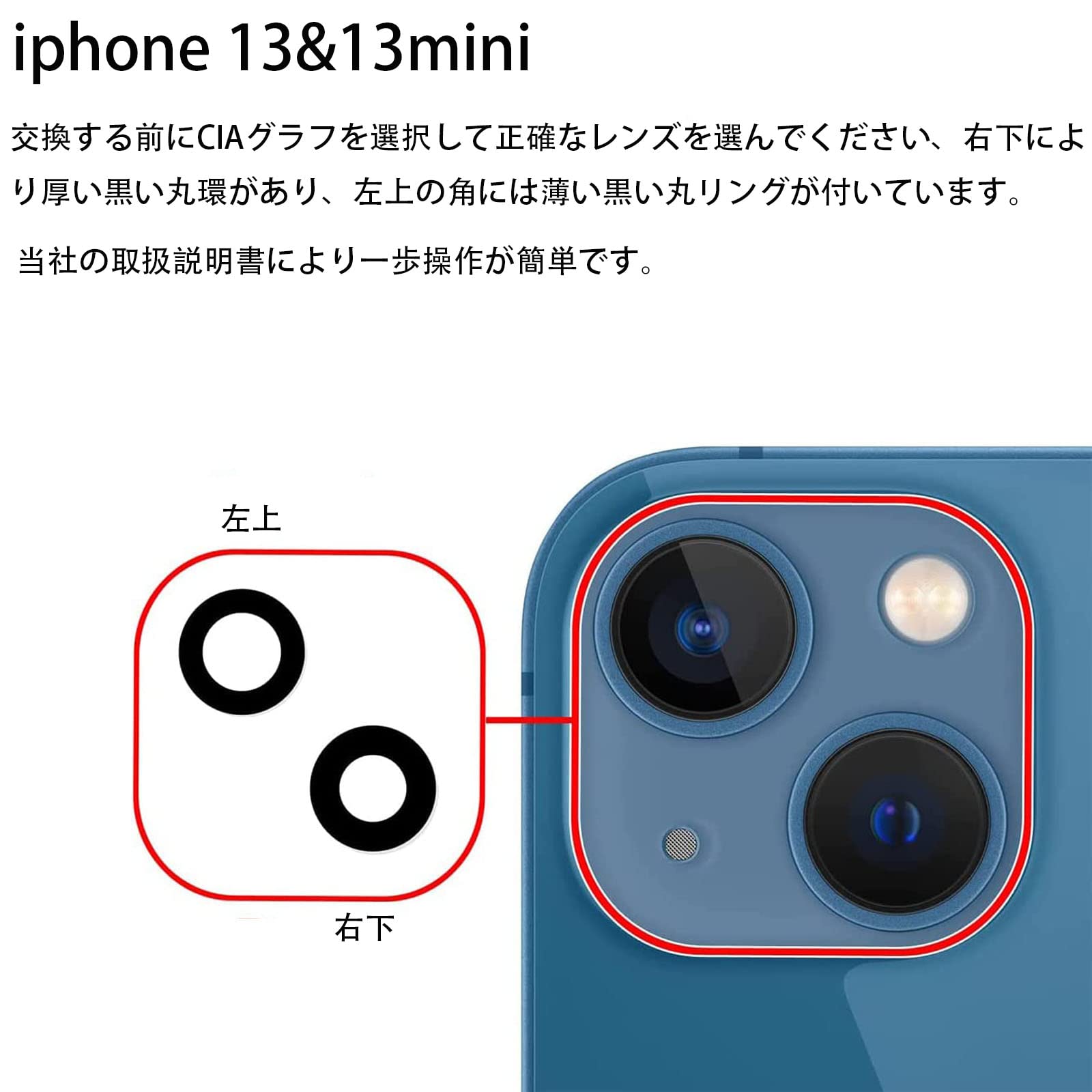 Amazon.co.jp: 純正iPhone13とiPhone13mini 交換用背面カメラガラス