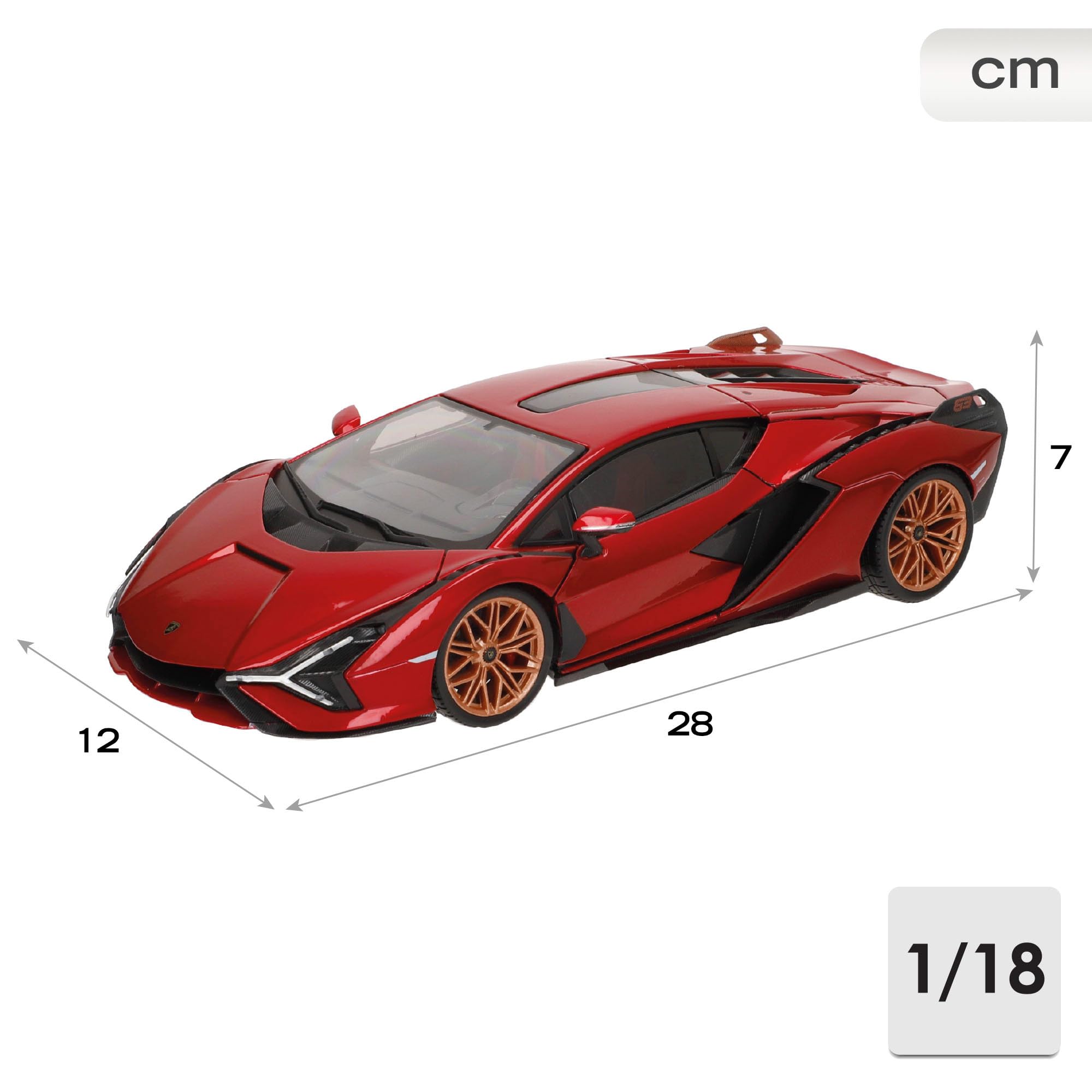 Amazon.com: Bburago Lamborghini Sian FKP 37 Red with Copper Wheels
