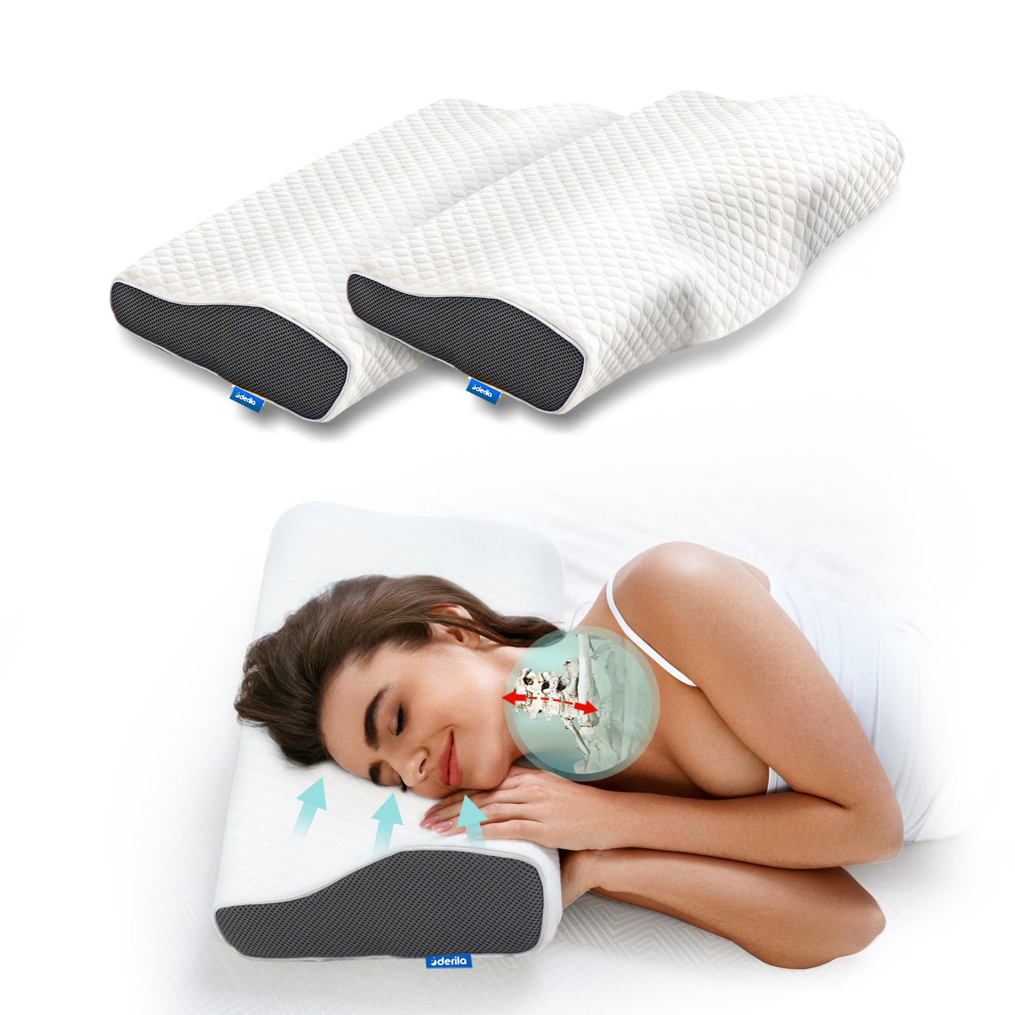 Amazon｜Derila 頸椎ネックピロー 睡眠用 2個パック - 背中、胃、横に