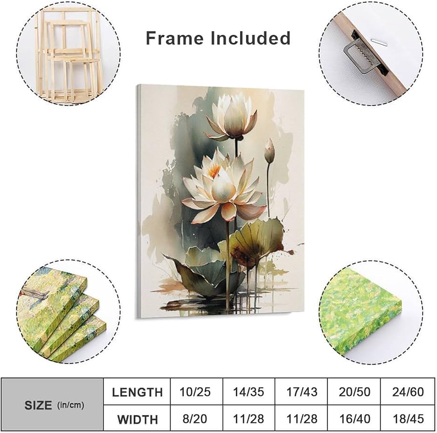Amazon.co.jp: 絵画 水蓮の花の水彩画インテリア 絵画 リアルな水彩画