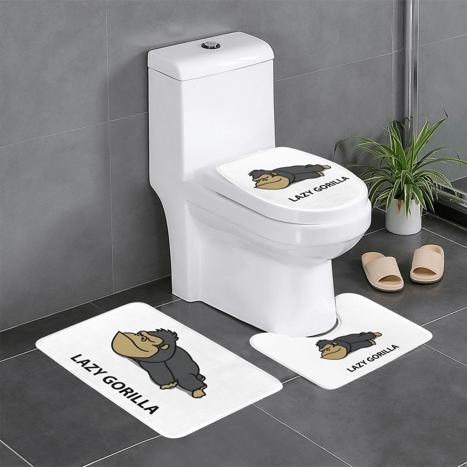 Amazon｜かわいい ゴリラ チンパンジ 3点セット トイレマット