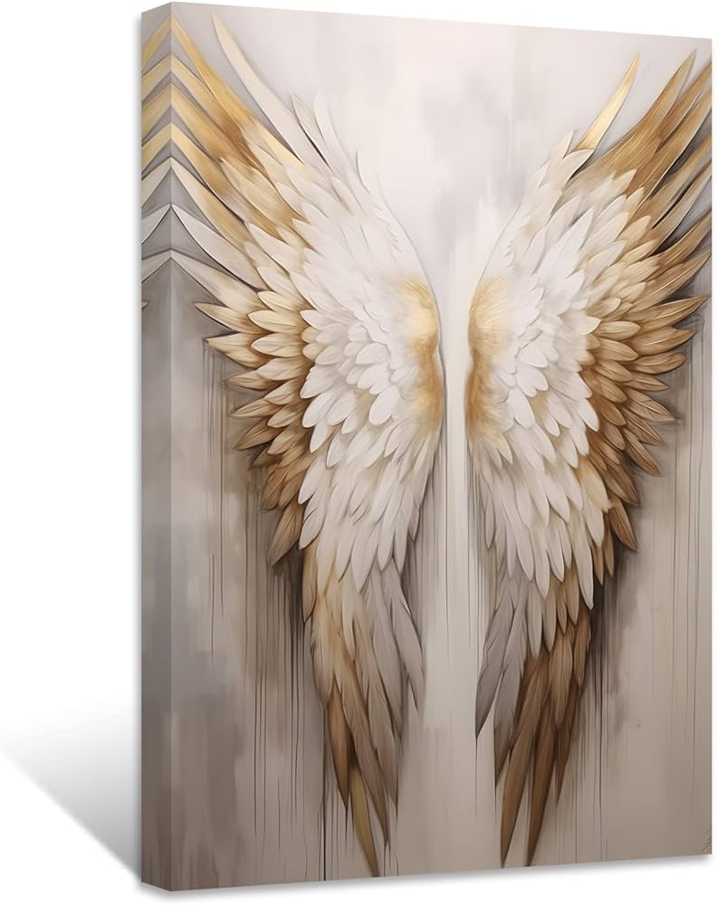 Amazon.co.jp: ZXHYWYM 天使の羽 キャンバス ウォールアート ホワイト
