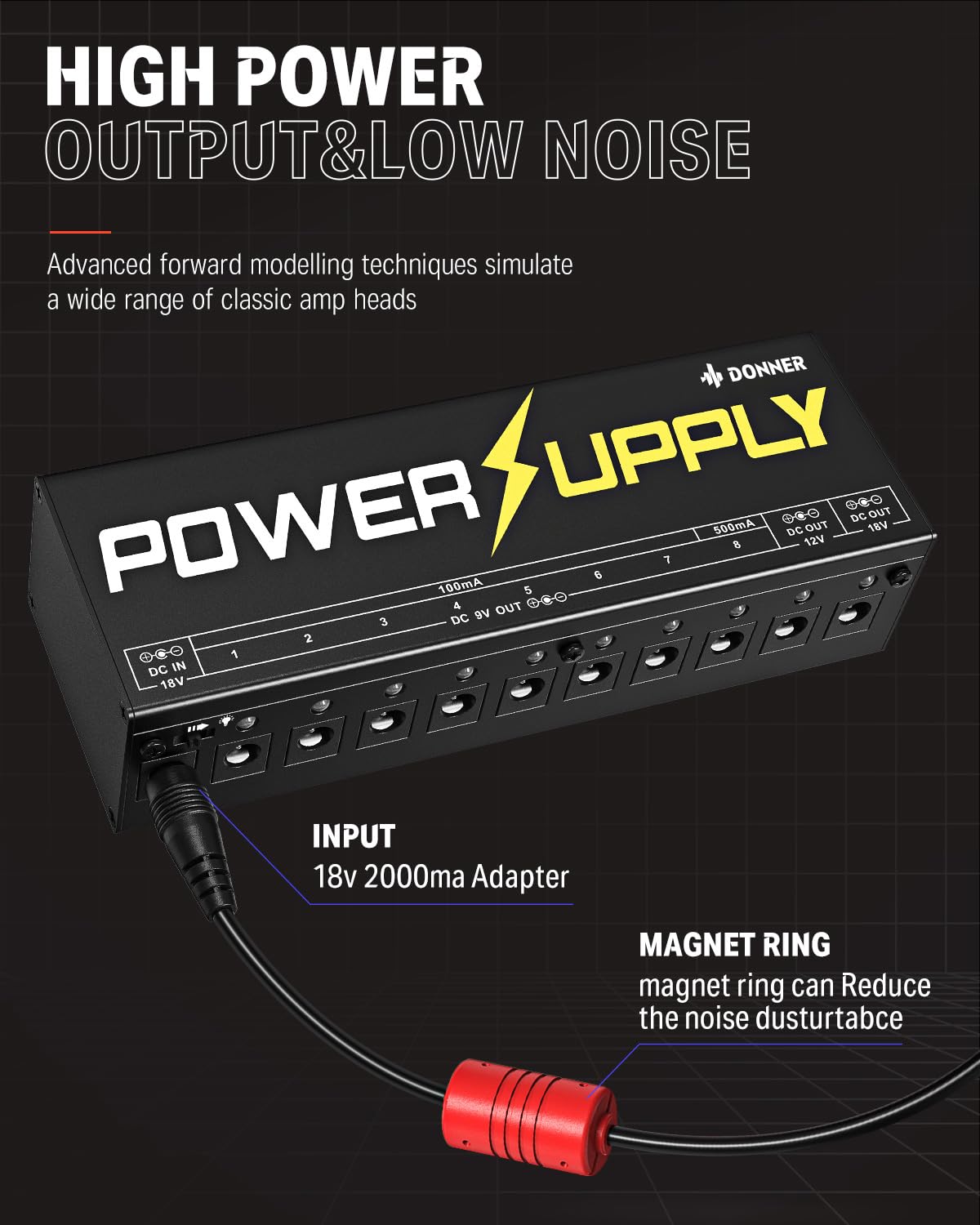 Amazon.com: Donner DP-1 Guitar Power Supply 10 Isolated DC Output