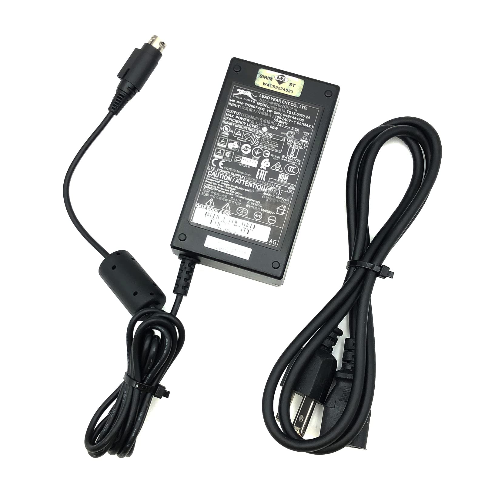 Amazon.com: Tiger Power TG15-0065-24 24V 2.5A AC/DC Adapter 3-Pin