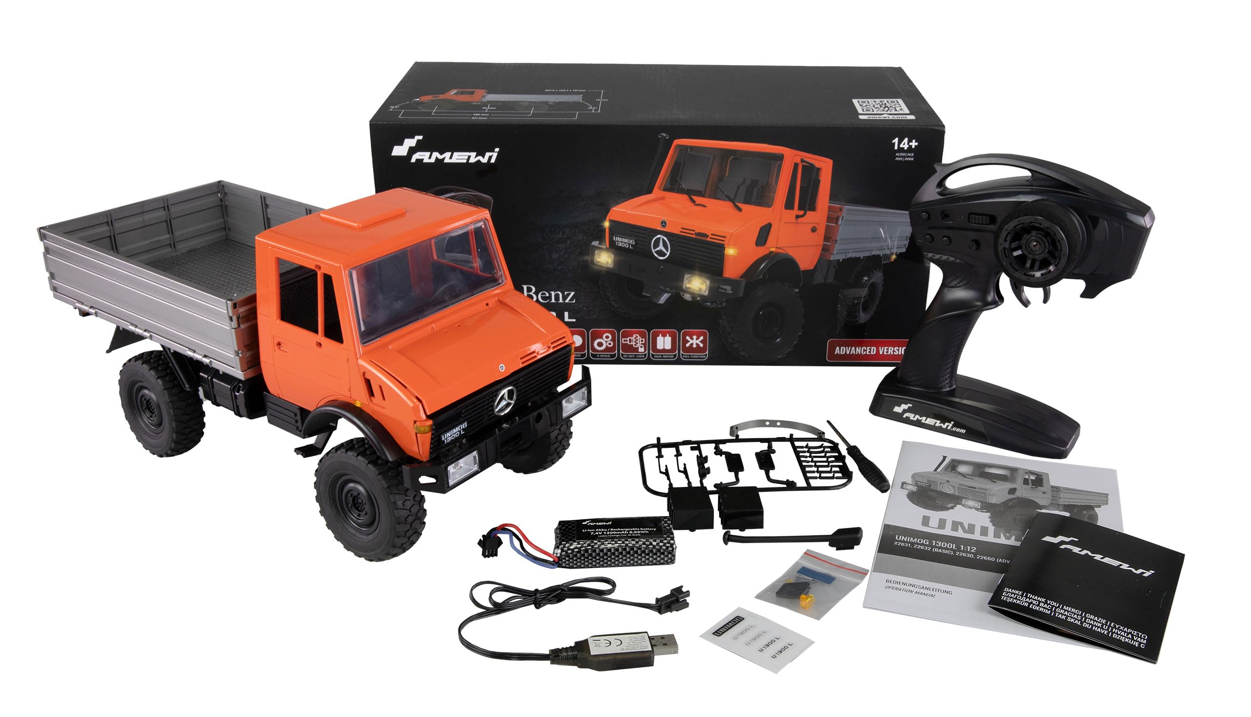 Amewi Mercedes-Benz Unimog Véhicule sous Licence Advanced 4WD 1:12