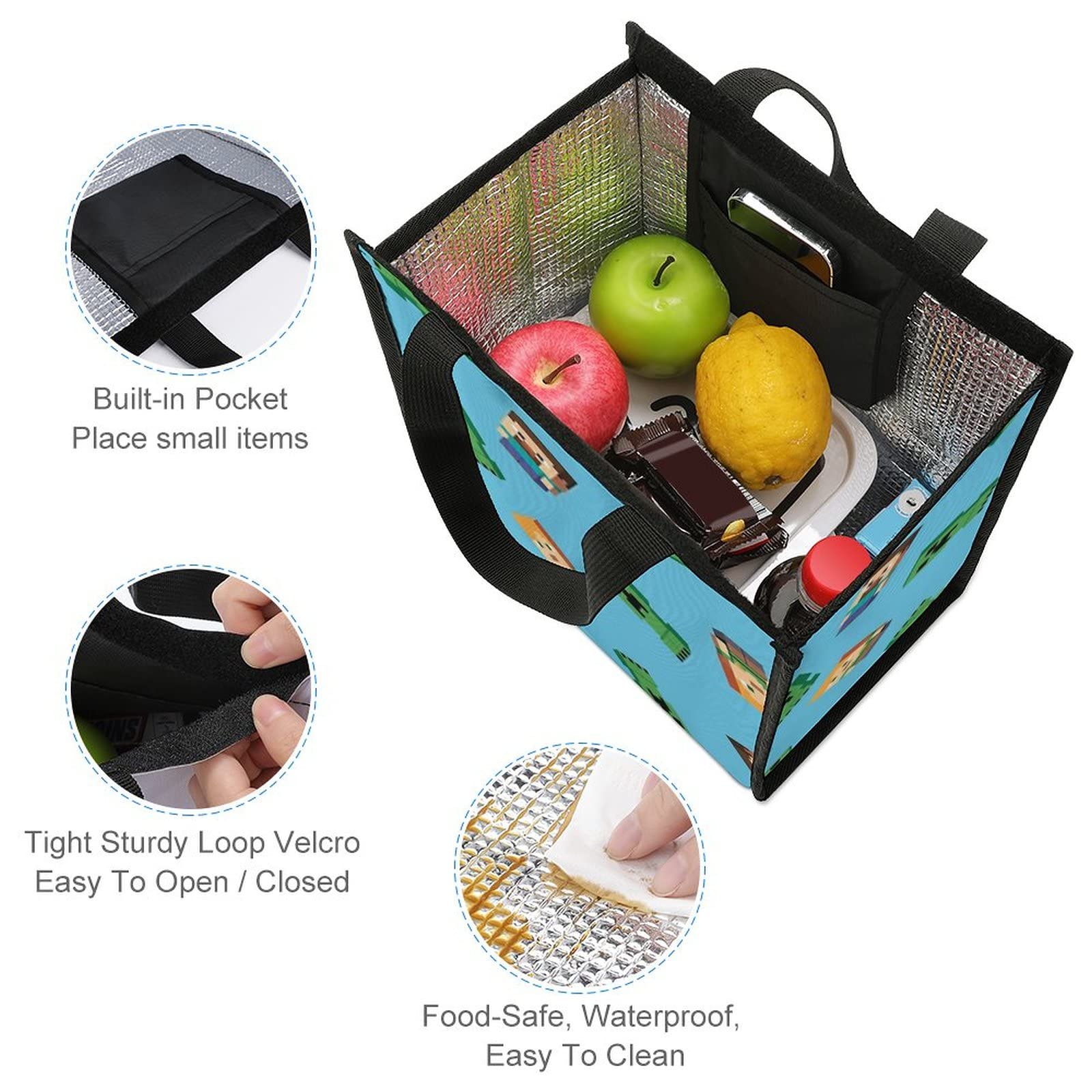 Amazon｜マイクラ ランチバッグ 保冷 保温 折りたたみ 子供用 お弁当