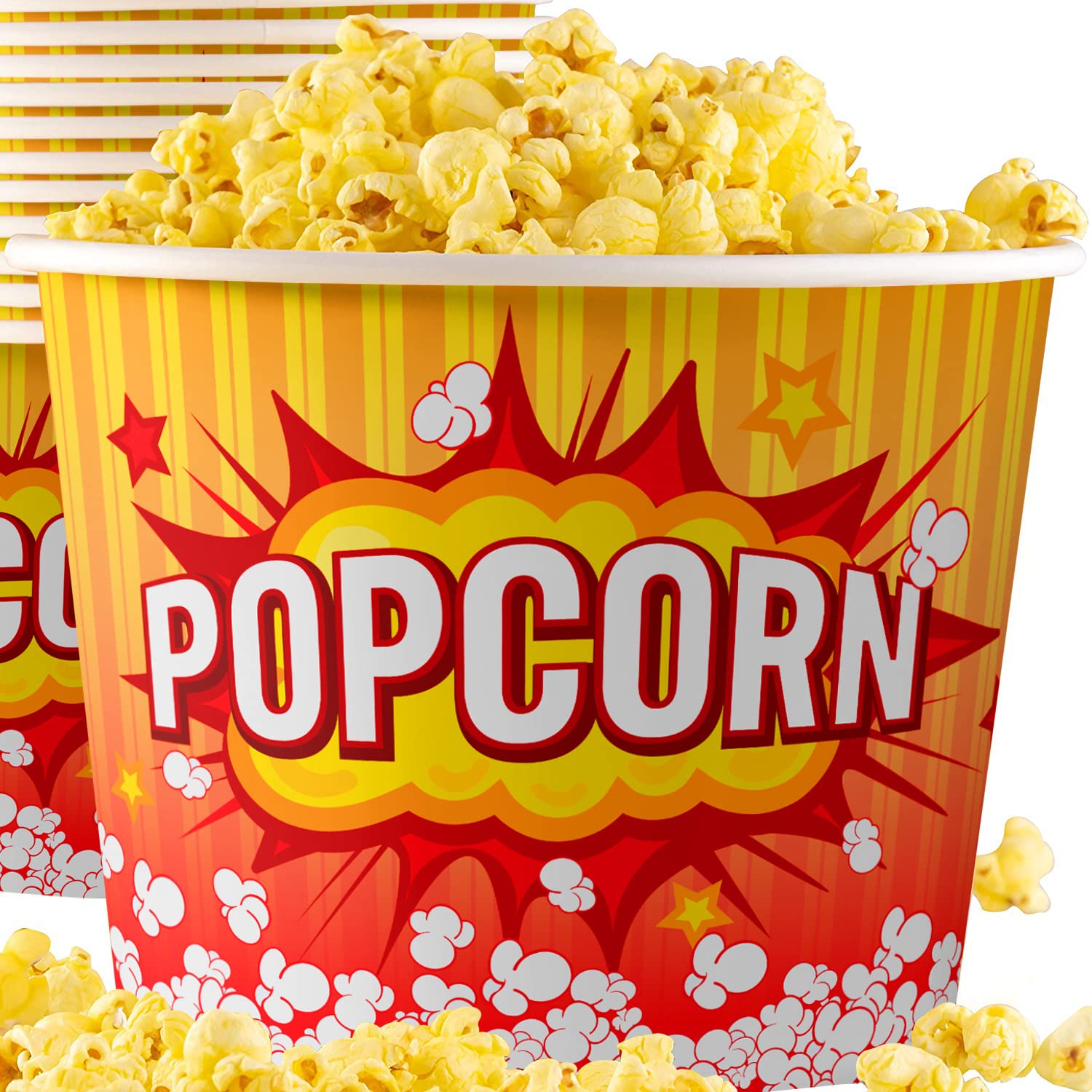 Amazon.co.jp: 耐油性、レトロな80オンスのポップコーンバケツ3個