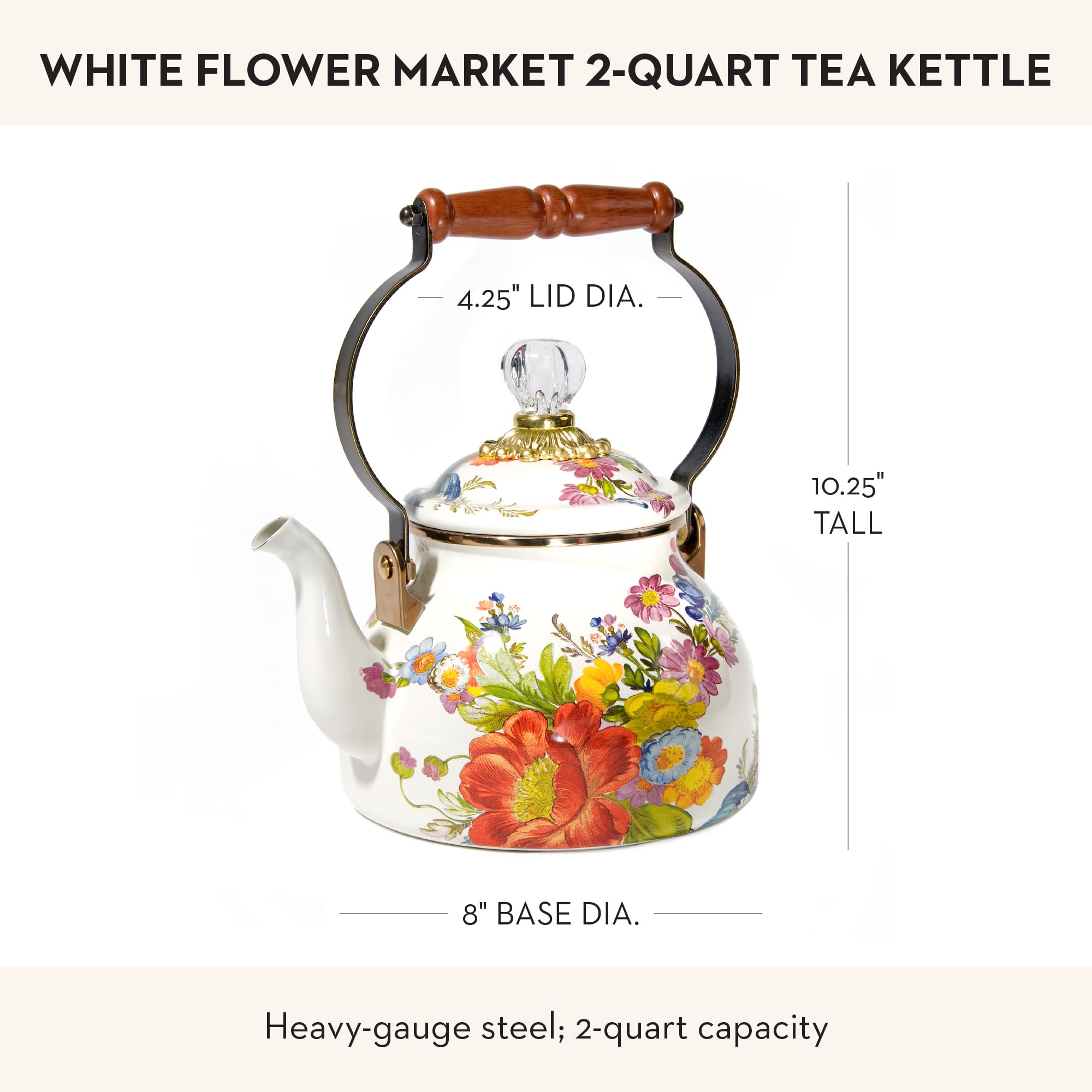Amazon.com: MACKENZIE-CHILDS Enamel Tea Kettle, Stylish Tea Kettle