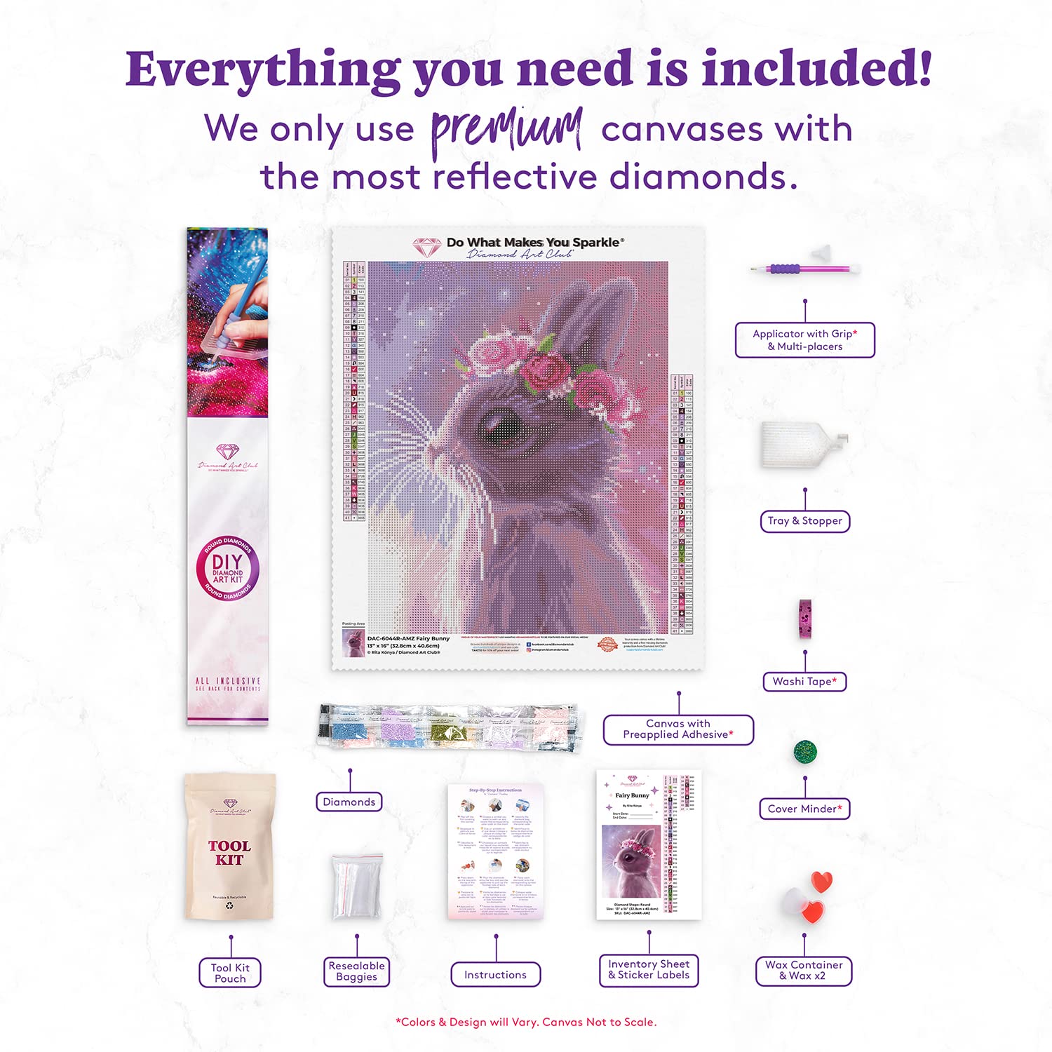 Amazon.com: DIAMOND ART CLUB Fairy Bunny Diamond Painting Kit, Fun